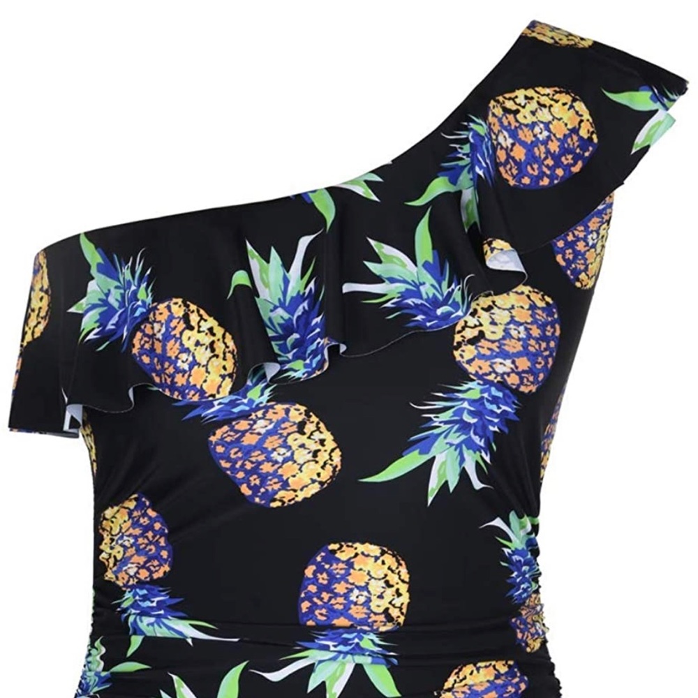 Hilor Women's 6 One Piece Swimsuits One Shoulder Swimwear Pineapple